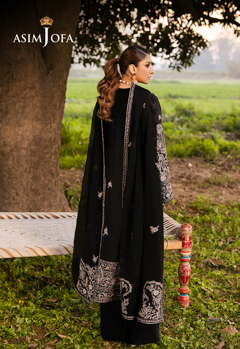 Black Embroidered Lawn & Chiffon 3-Piece Suit - Image 2