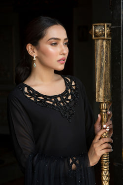 Pakistani Black Crystal-Embellished Kurta Set (3-Piece) - Image 1