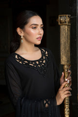 Pakistani Black Crystal-Embellished Kurta Set (3-Piece) - Image 2