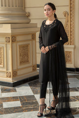 Pakistani Black Crystal-Embellished Kurta Set (3-Piece) - Image 3