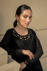 Pakistani Black Crystal-Embellished Kurta Set (3-Piece) - Image 4