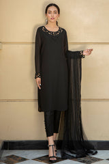 Pakistani Black Crystal-Embellished Kurta Set (3-Piece) - Image 5