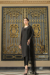 Pakistani Black Crystal-Embellished Kurta Set (3-Piece) - Image 7