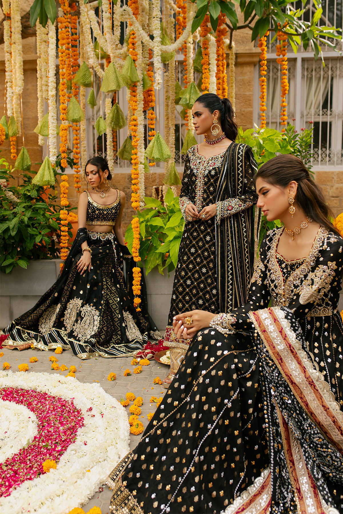 Pakistani Black Embroidered Net Salwar Kameez (3-Piece) - Image 10