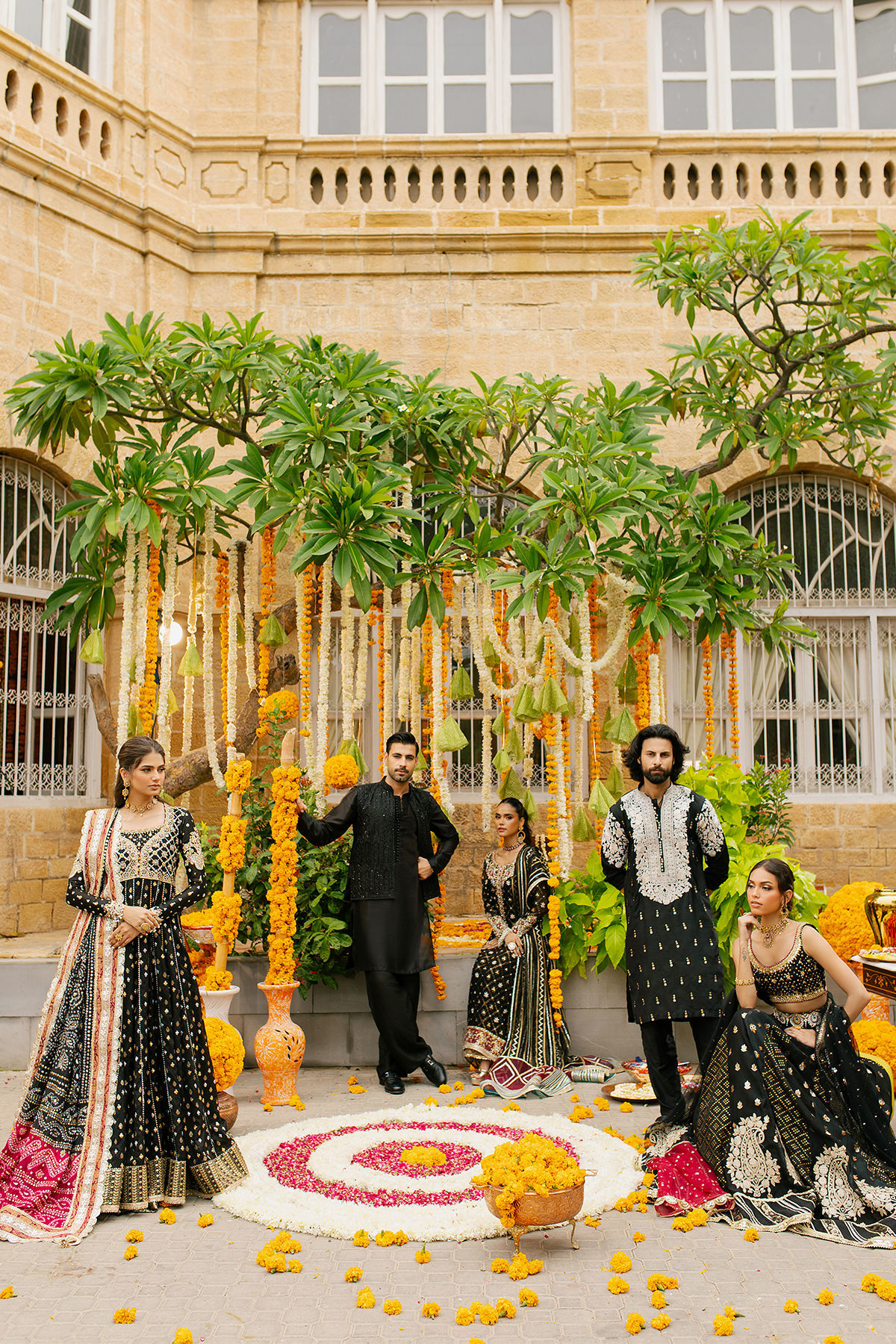 Pakistani Black Embroidered Net Salwar Kameez (3-Piece) - Image 11