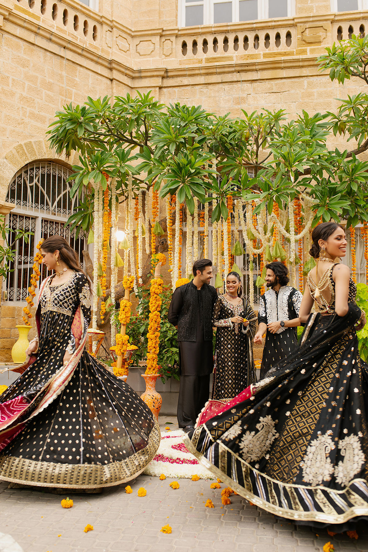 Pakistani Black Embroidered Net Salwar Kameez (3-Piece) - Image 12