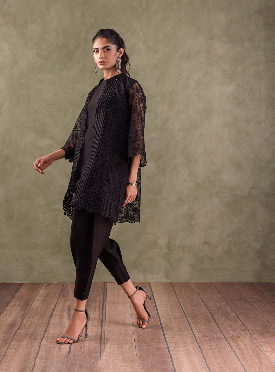 Black Chikankari Organza Salwar Kameez (3-Piece) - Image 10