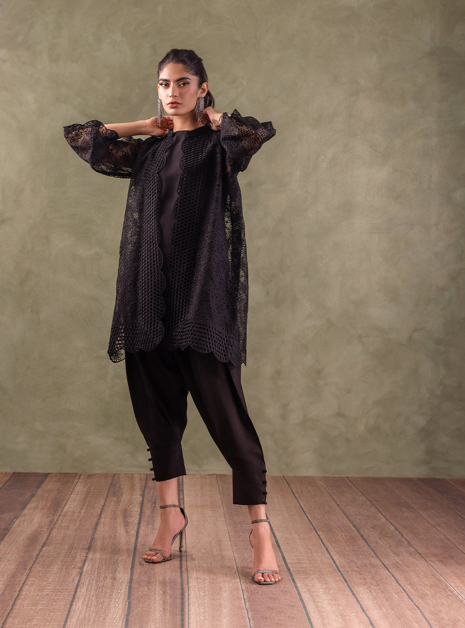 Black Chikankari Organza Salwar Kameez (3-Piece) - Image 7