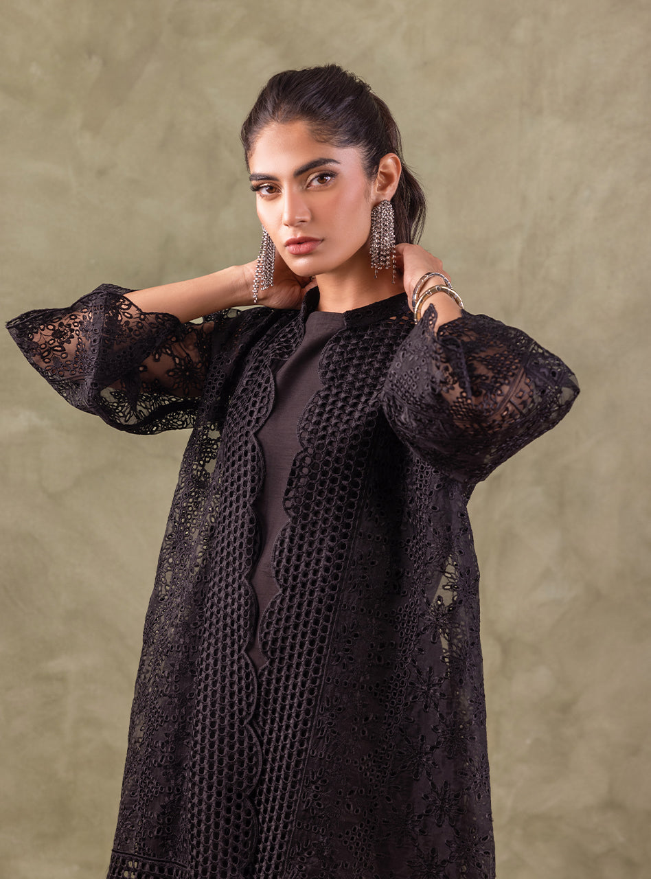 Black Chikankari Organza Salwar Kameez (3-Piece) - Image 9