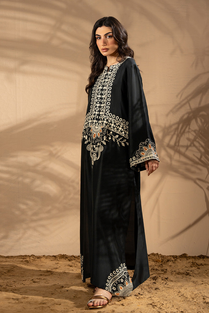 Black Aari Embroidered Silk Salwar Kameez (2-Piece) - Image 3