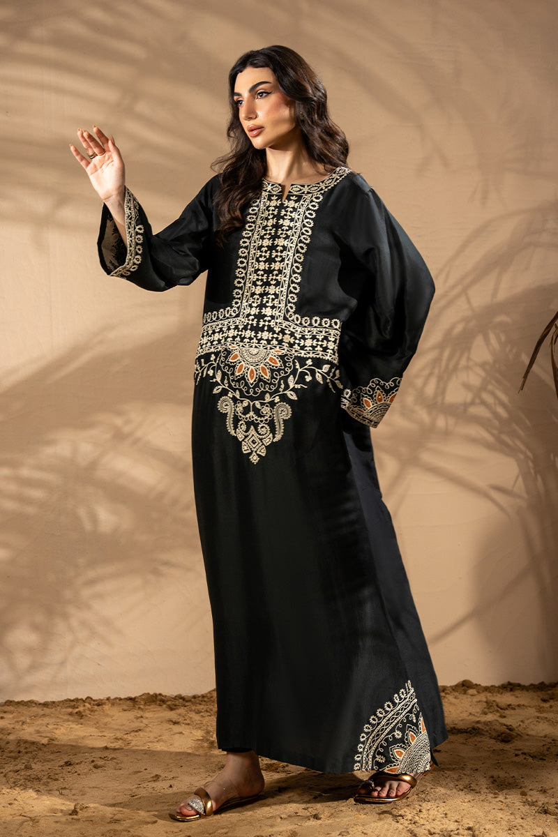 Black Aari Embroidered Silk Salwar Kameez (2-Piece) - Image 4