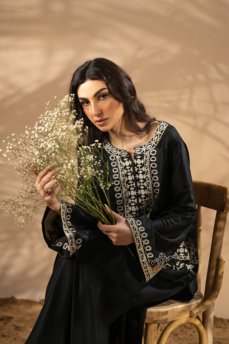 Black Aari Embroidered Silk Salwar Kameez (2-Piece) - Image 6