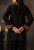 Pakistani Black Embroidered Korean Raw Silk Salwar Kameez (3-Piece) - Image 4