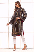 Black Hand Block Printed Silk Salwar Kameez (2-Piece) - Image 2