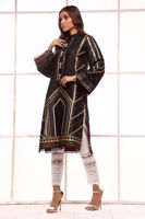 Black Hand Block Printed Silk Salwar Kameez (2-Piece) - Image 3