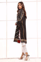 Black Hand Block Printed Silk Salwar Kameez (2-Piece) - Image 4