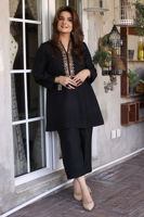 Black Handworked Raw Silk Kurta Set (2-Piece) - Image 4