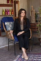 Black Handworked Raw Silk Kurta Set (2-Piece) - Image 6