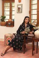 Black Hand Embellished Korean Raw Silk Salwar Kameez (3-Piece) - Image 3