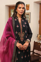 Black Hand Embellished Korean Raw Silk Salwar Kameez (3-Piece) - Image 7