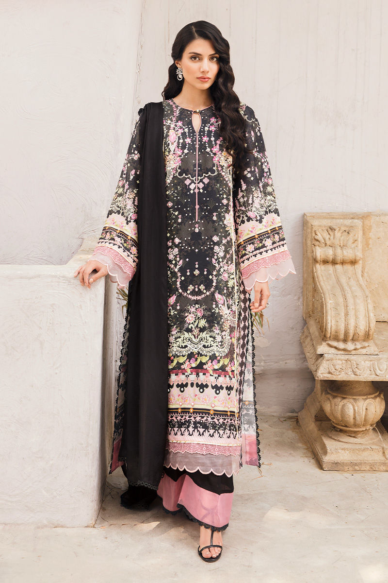 Black Embellished Raw Silk Salwar Kameez (3-Piece) - Image 1