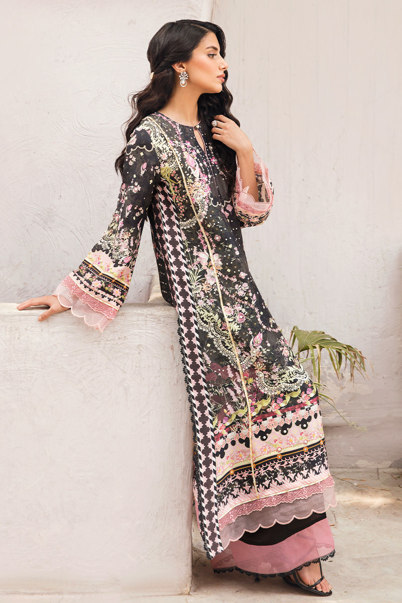 Black Embellished Raw Silk Salwar Kameez (3-Piece) - Image 3