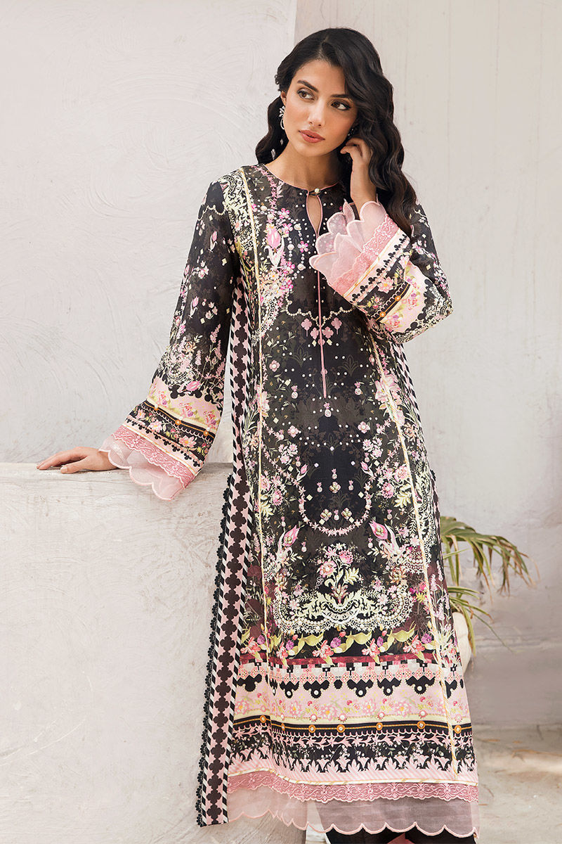 Black Embellished Raw Silk Salwar Kameez (3-Piece) - Image 4