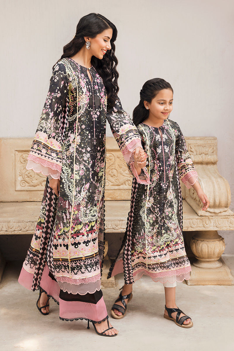 Black Embellished Raw Silk Salwar Kameez (3-Piece) - Image 6