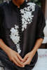Black Hand-Embellished Pure Raw Silk Kurta (2-Piece) - Image 4