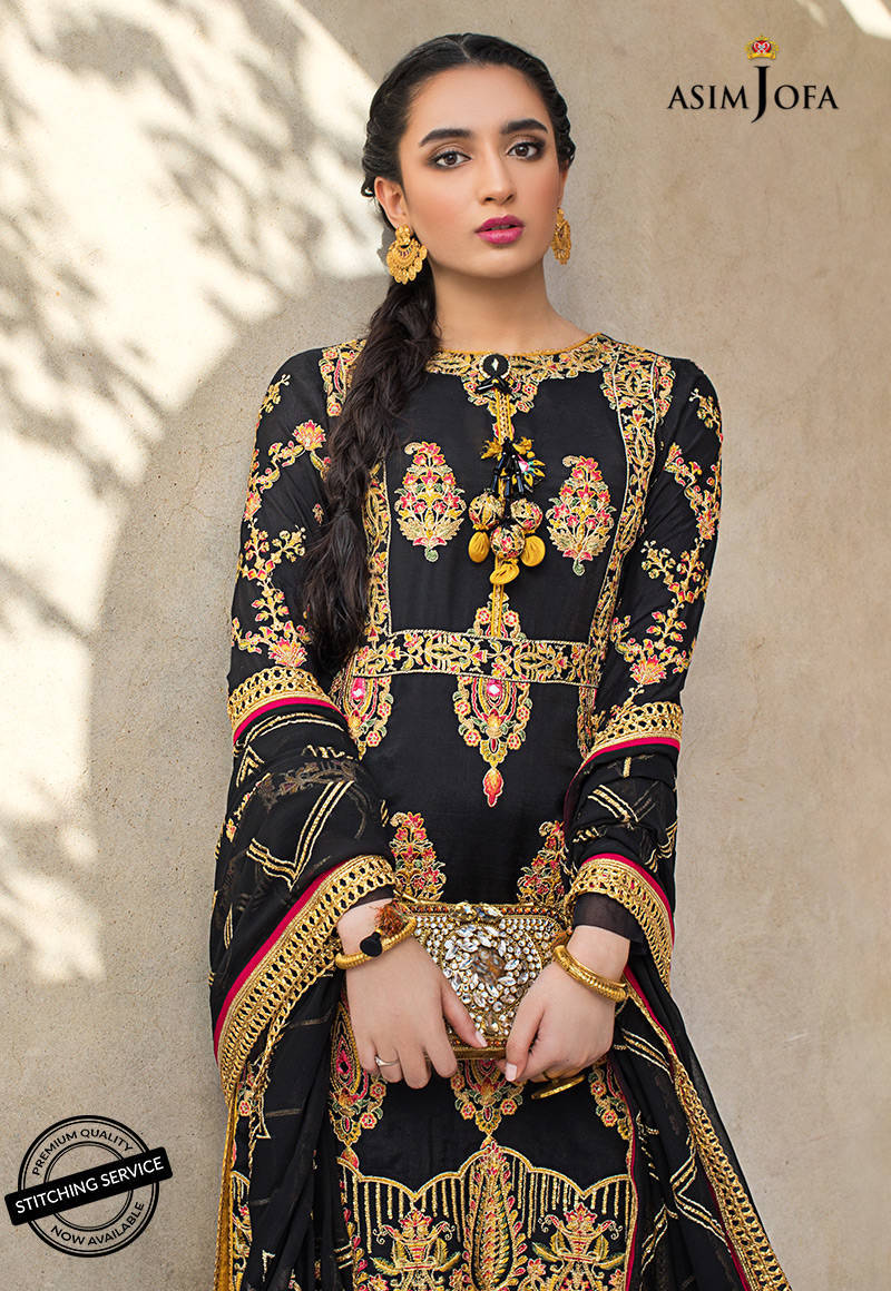 Black Embroidered Raw Silk 3-Piece Suit - Image 2