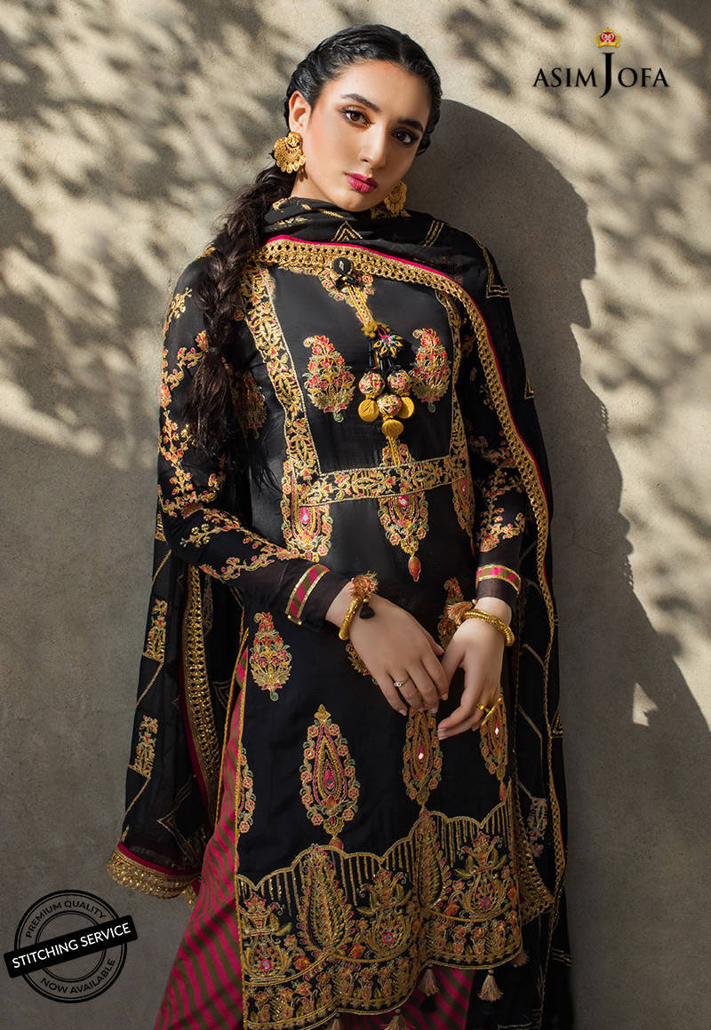 Black Embroidered Raw Silk 3-Piece Suit - Image 5