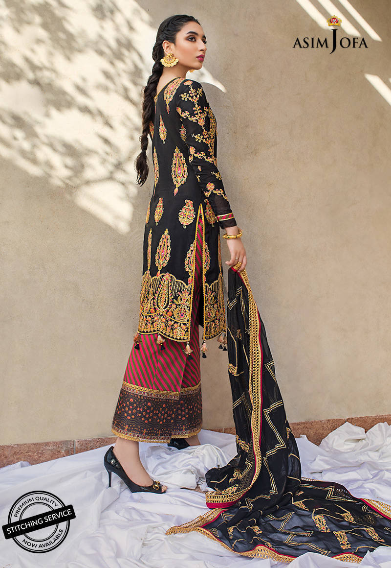 Black Embroidered Raw Silk 3-Piece Suit - Image 6