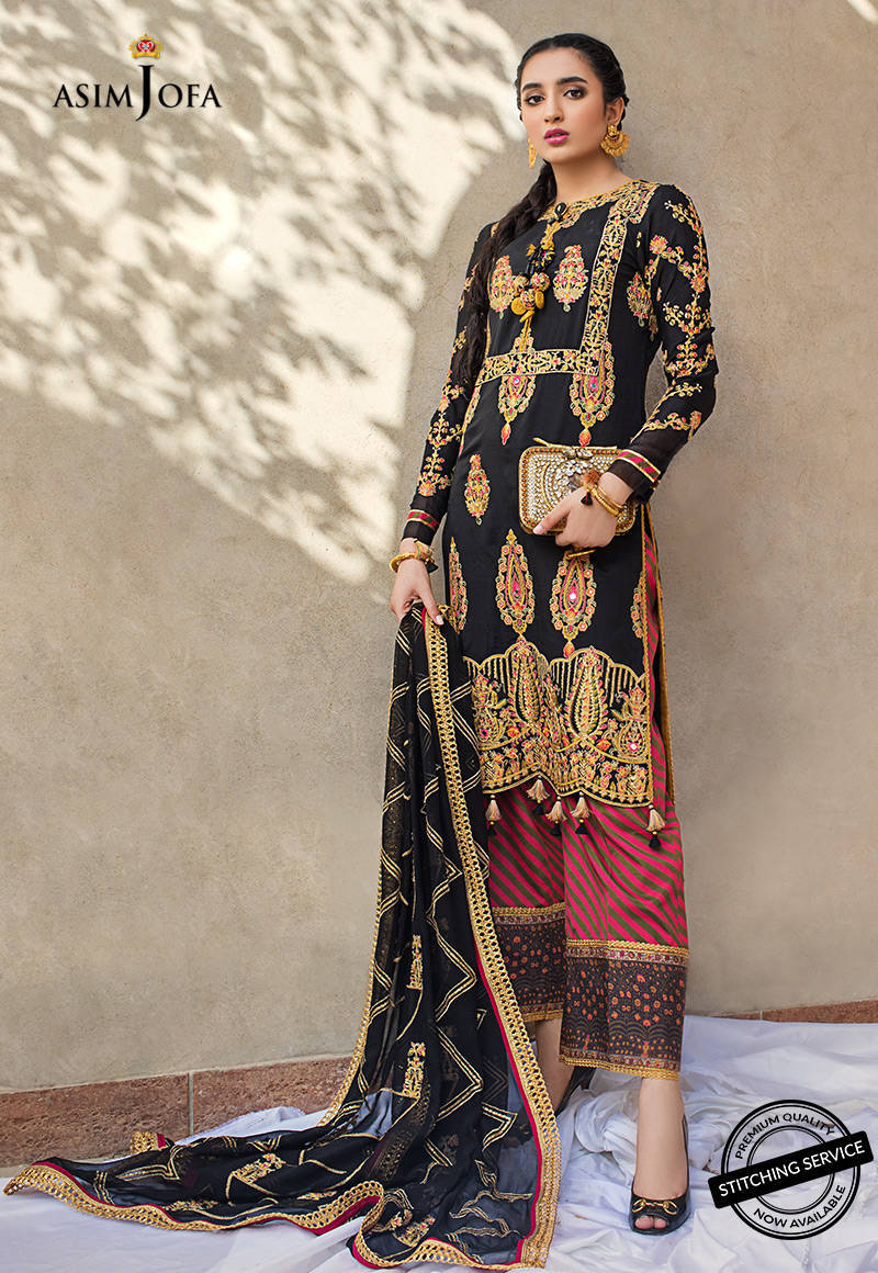 Black Embroidered Raw Silk 3-Piece Suit - Image 8