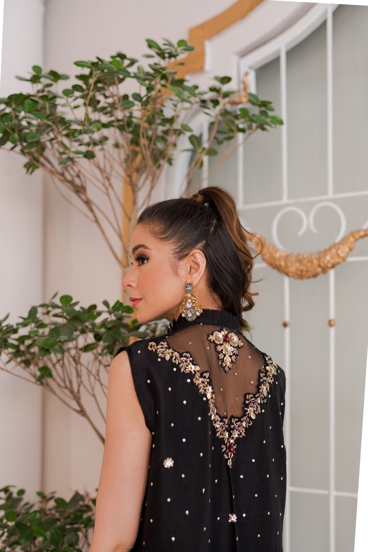 Black Dabka Sequin Rawsilk Salwar Kameez (2-Piece) - Image 5