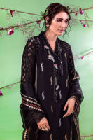 Pakistani Black Hand Block Printed Self-Organza Salwar Kameez (3-Piece) - Image 4