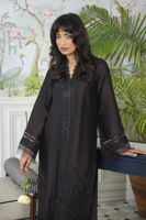 Pakistani Ebony Embroidered Shisha Silk Salwar Kameez (3-Piece) - Image 3