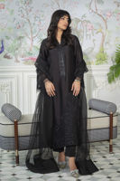 Pakistani Ebony Embroidered Shisha Silk Salwar Kameez (3-Piece) - Image 7