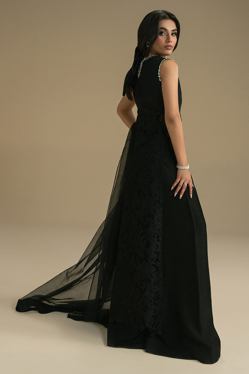 Black Cutwork Silk-Blend Salwar Kameez (3-Piece) - Image 8