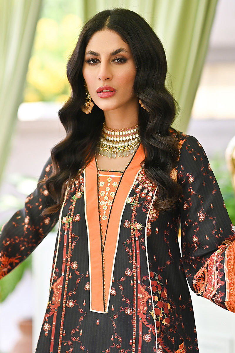 Black & Rust Embellished Pure Silk Salwar Kameez (3-Piece) - Image 5