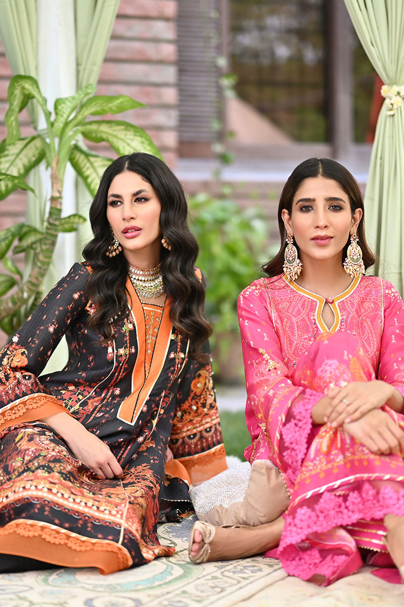 Black & Rust Embellished Pure Silk Salwar Kameez (3-Piece) - Image 6