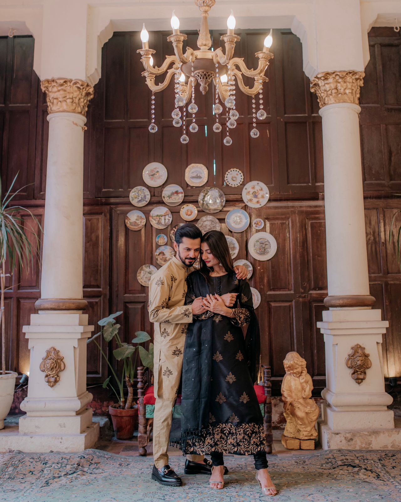 Black Embroidered Silk Salwar Kameez (3-Piece) - Image 5