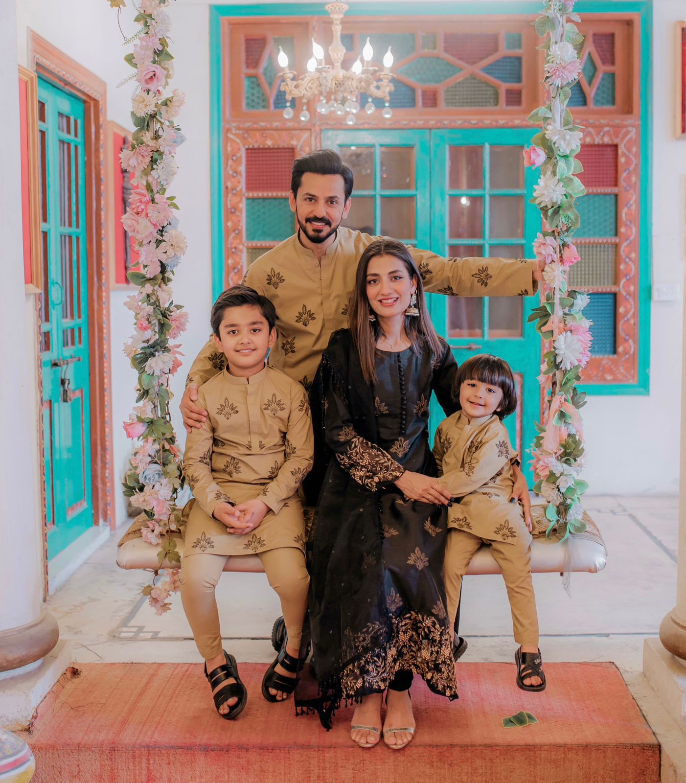 Black Embroidered Silk Salwar Kameez (3-Piece) - Image 6