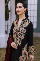 Black Embroidered Silk Salwar Kameez (3-Piece) - Image 3