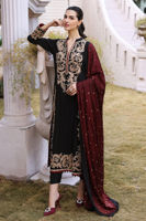 Black Embroidered Silk Salwar Kameez (3-Piece) - Image 5