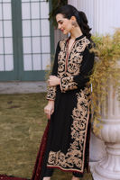 Black Embroidered Silk Salwar Kameez (3-Piece) - Image 8