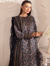 Black Embroidered Silk Lawn Salwar Kameez (3-Piece) - Image 1