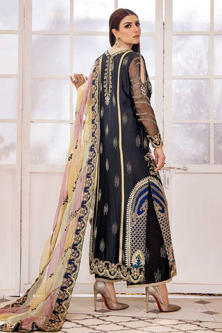 Slate Black Embroidered Silk Salwar Kameez (3-Piece) - Image 3