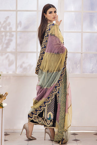 Slate Black Embroidered Silk Salwar Kameez (3-Piece) - Image 6