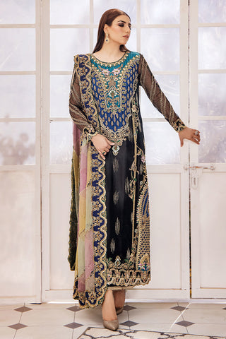 Slate Black Embroidered Silk Salwar Kameez (3-Piece) - Image 8