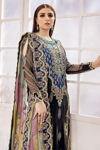 Slate Black Embroidered Silk Salwar Kameez (3-Piece) - Image 9
